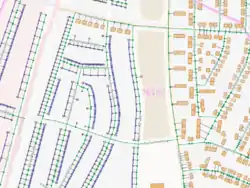 A part of Karlsruhe, Germany in the Addresses view of the OSM Inspector