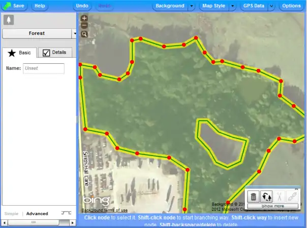 Potlatch 2 multipoligon példa – kattints a fánkra!