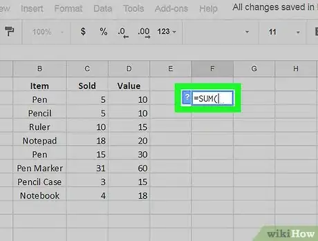 Image titled Apply a Formula to an Entire Column on Google Sheets on PC or Mac Step 3
