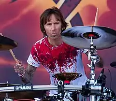 Larkin performing with Godsmack in 2019