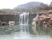 Waterfall on Medicine Creek with Mount Scott in the background