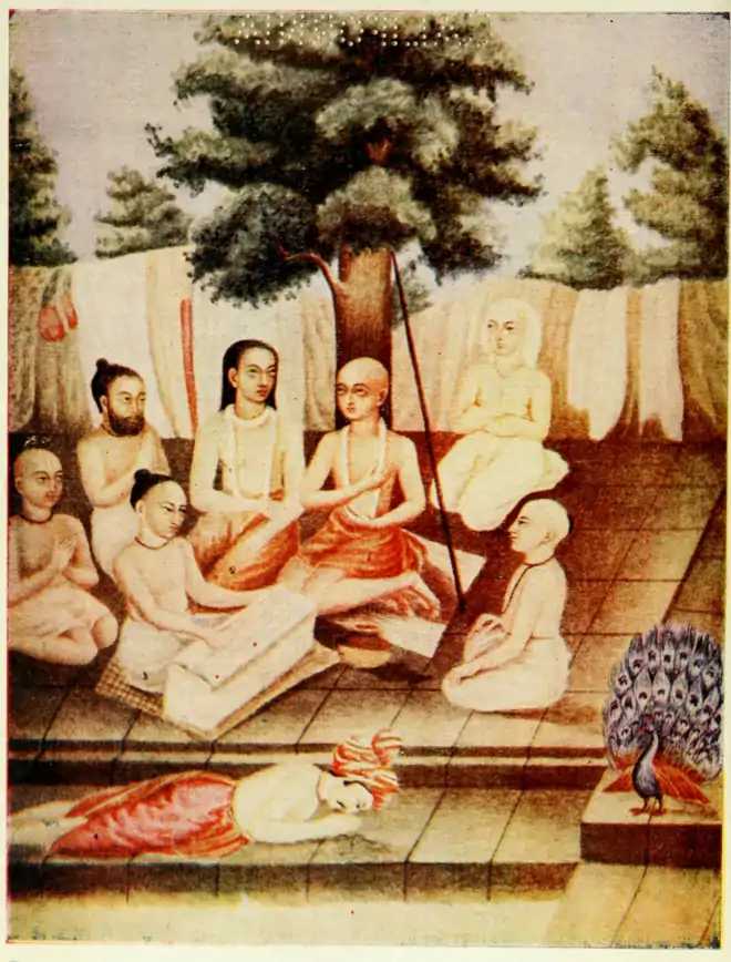 Chaitanya Deva listening to the Bhagabata - History of Bengali Language and Literature.png