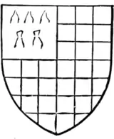 Fig. 204.—Arms of Peter de Dreux, Earl of Richmond (c. 1230): Chequy or and azure, a quarter ermine. (From his seal.)