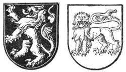 Fig. 280.—Lion rampant and lion statant guardant, by Mr. G. W. Eve. (From "Decorative Heraldry.")