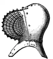 Fig. 606.—"Grid-iron" Helmet (fifteenth century).