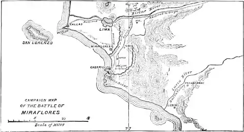 Decisive Battles Since Waterloo-Campaign map of the battle of Miraflores.jpg