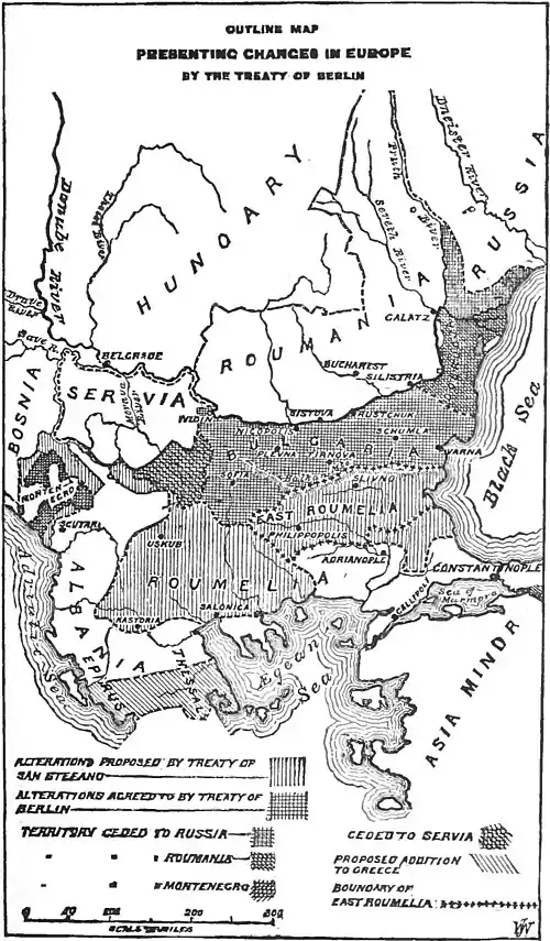 Decisive Battles Since Waterloo-Outline map presenting changes in Europe by the treaty of Berlin.jpg