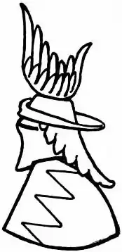 EB1911 Heraldry - Shield and crested helm with hat and mantle of Thomas of Hengrave (1401).jpg