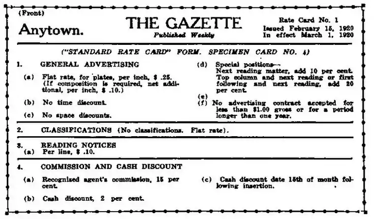 Weekly newspaper rate card front from Oregon Exchanges v5n3.png